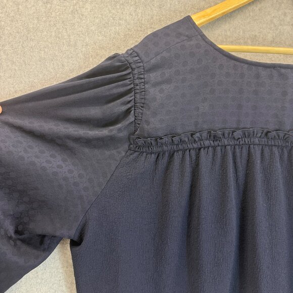 Current Air Los Angeles Womens Navy Blue Long Sleeve Blouse Top FLAW Size 3X - Picture 10 of 16